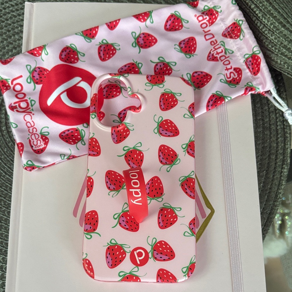 Loopy Case Strawberry Design Pink Phone Case